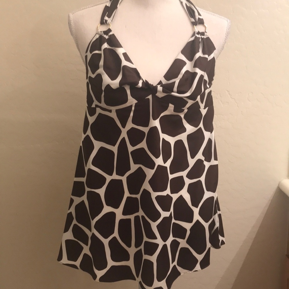 Banana Republic Brown White Animal Print Blouse